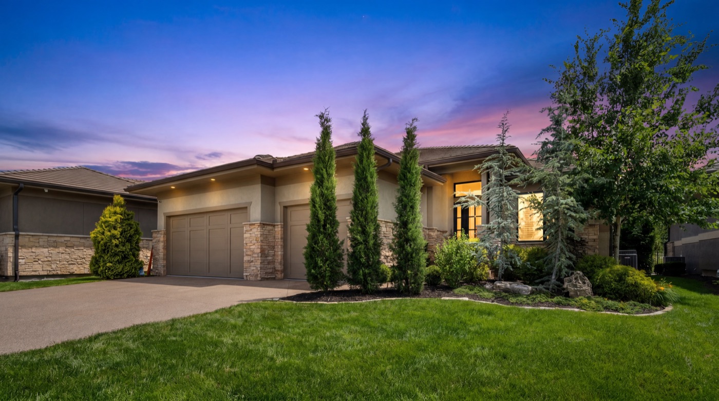 Home exterior at dusk